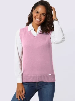 Débardeur en tricot doux avec col en V côtelé