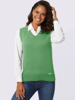Débardeur en tricot doux avec col en V côtelé