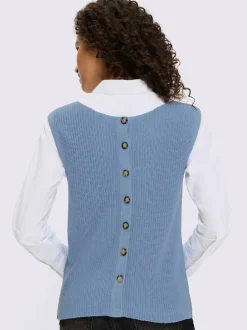 Débardeur en tricot encolure U avec patte de boutonnage au dos