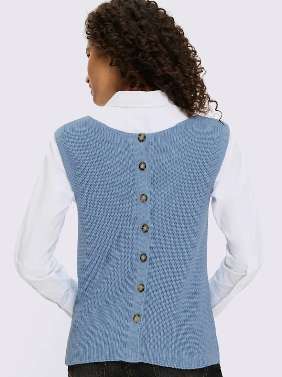 Débardeur en tricot encolure U avec patte de boutonnage au dos