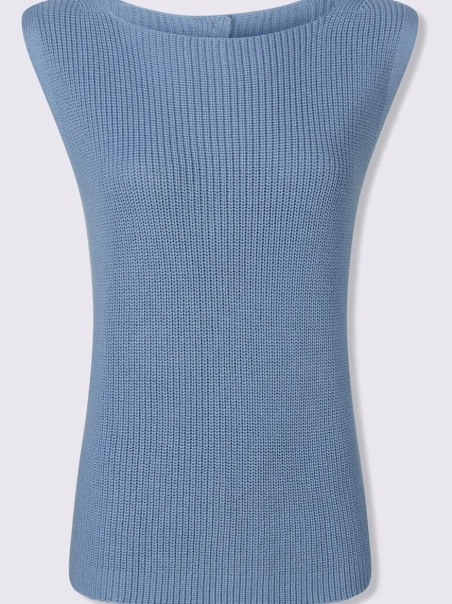 Débardeur en tricot encolure U avec patte de boutonnage au dos