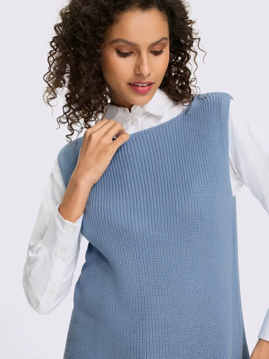 Débardeur en tricot encolure U avec patte de boutonnage au dos
