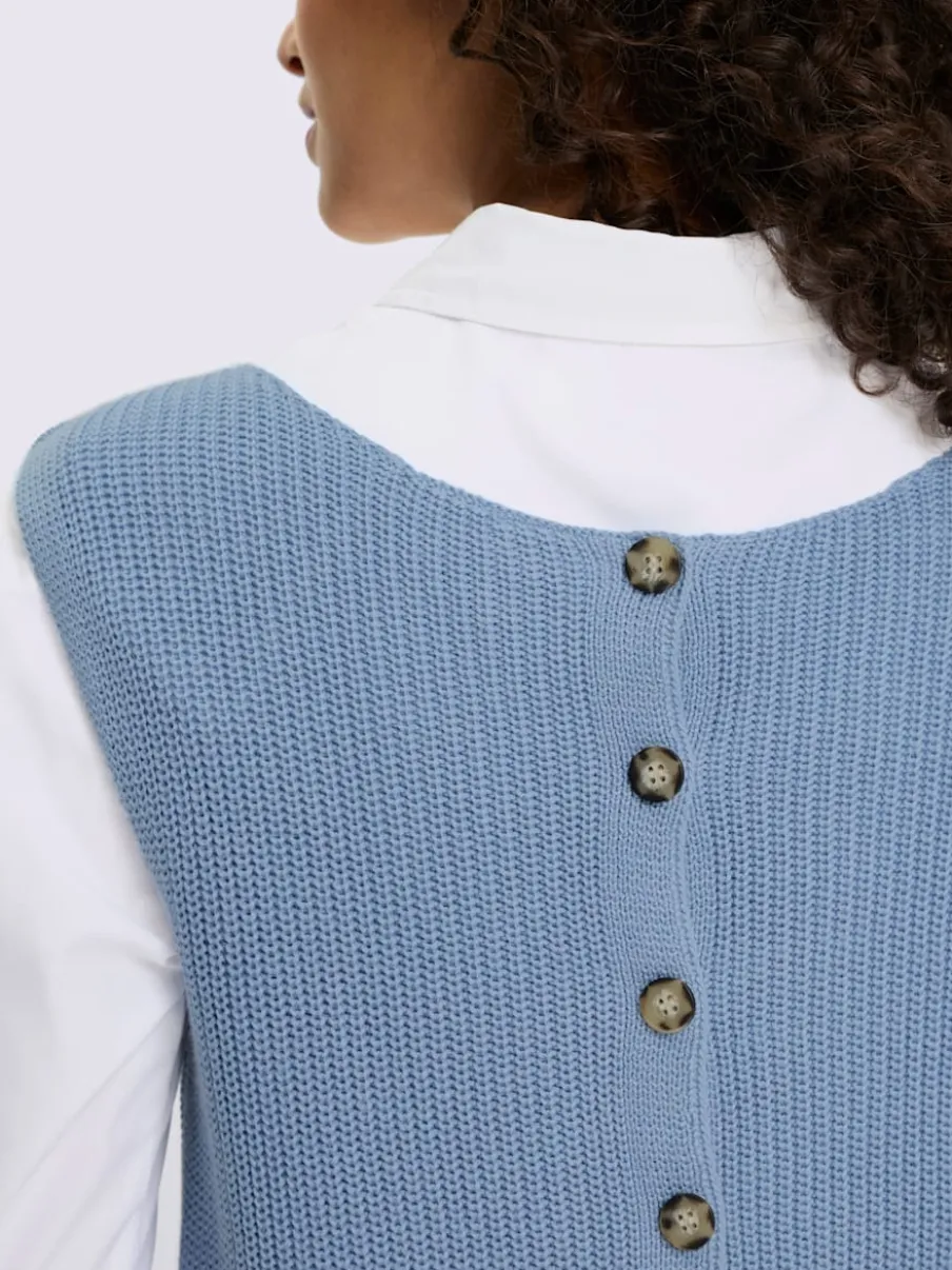 Débardeur en tricot encolure U avec patte de boutonnage au dos