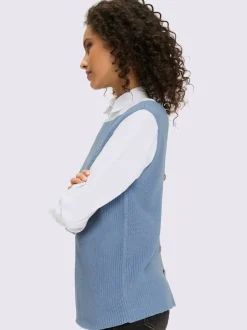 Débardeur en tricot encolure U avec patte de boutonnage au dos