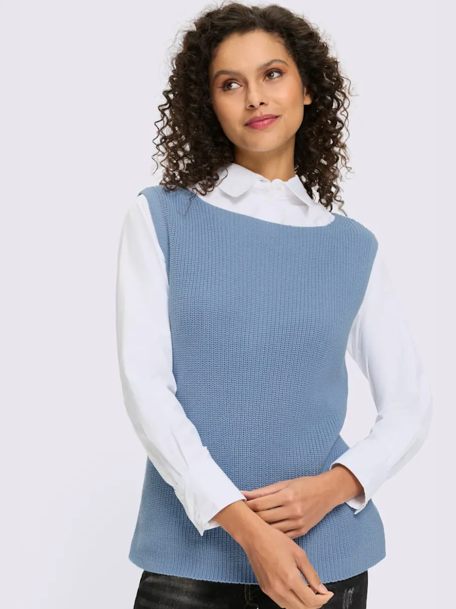 Débardeur en tricot encolure U avec patte de boutonnage au dos