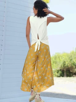 Débardeur en viscose douce à col rond et dos noué