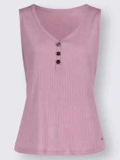 Débardeur en viscose extensible à col V avec boutons décoratifs