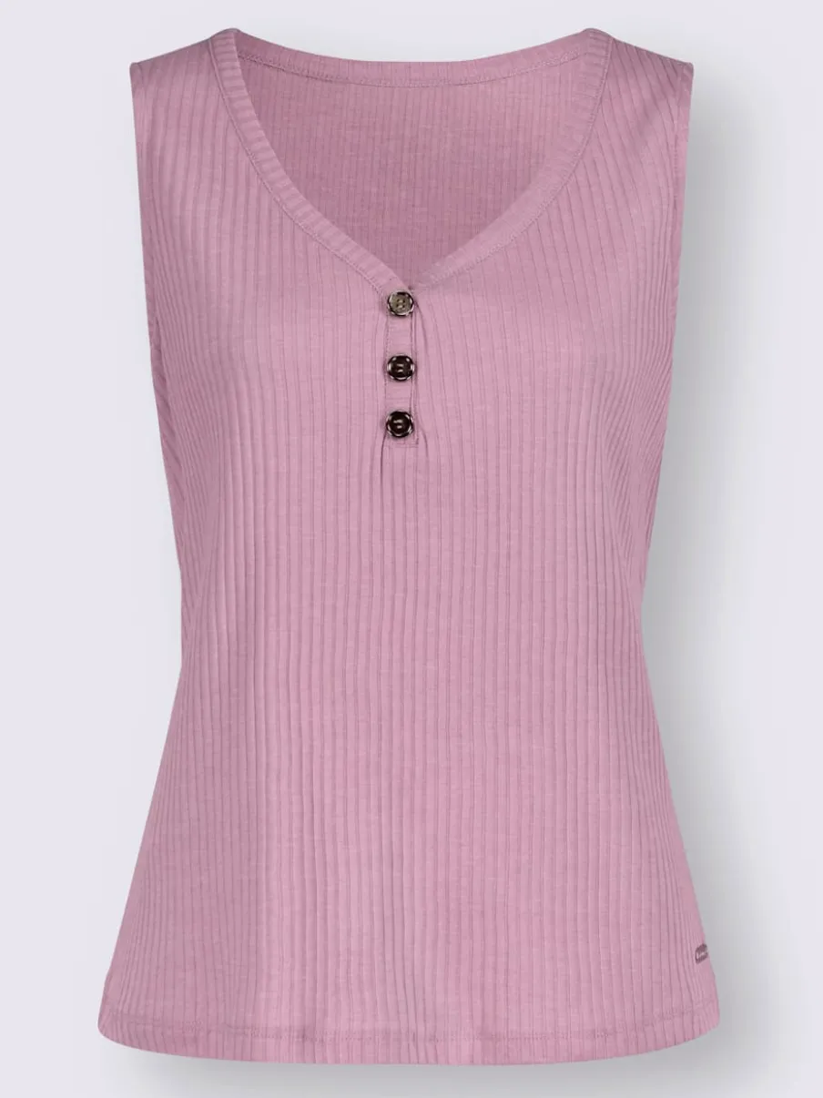Débardeur en viscose extensible à col V avec boutons décoratifs