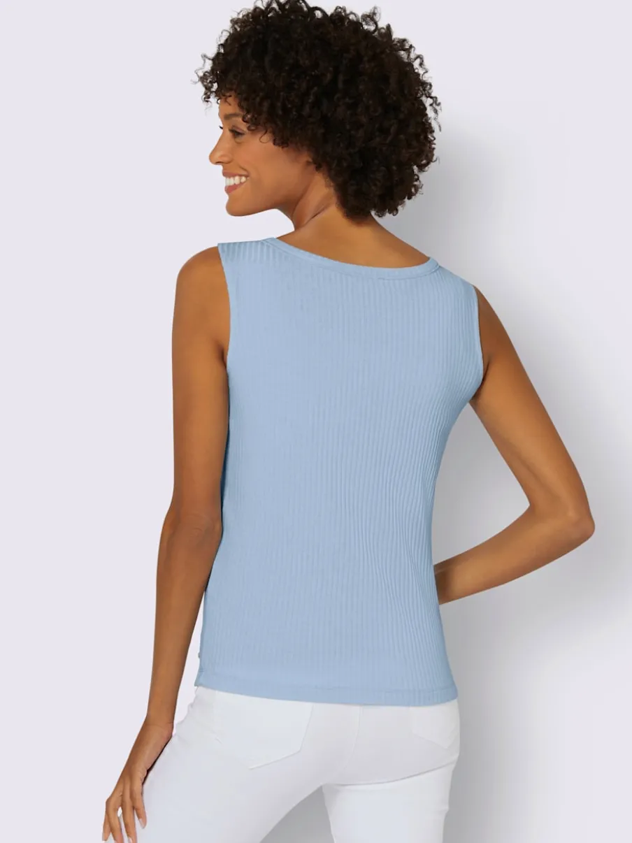 Débardeur en viscose extensible à col V avec boutons décoratifs