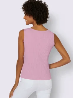 Débardeur en viscose extensible à col V avec boutons décoratifs
