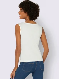 Débardeur en viscose extensible à col V avec boutons décoratifs