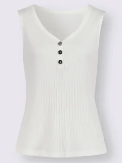 Débardeur en viscose extensible à col V avec boutons décoratifs