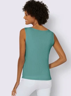 Débardeur en viscose extensible à col V avec boutons décoratifs