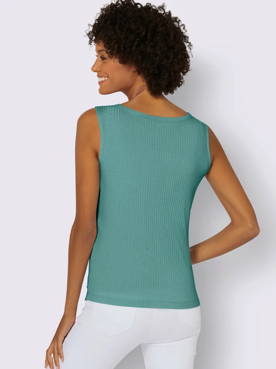 Débardeur en viscose extensible à col V avec boutons décoratifs