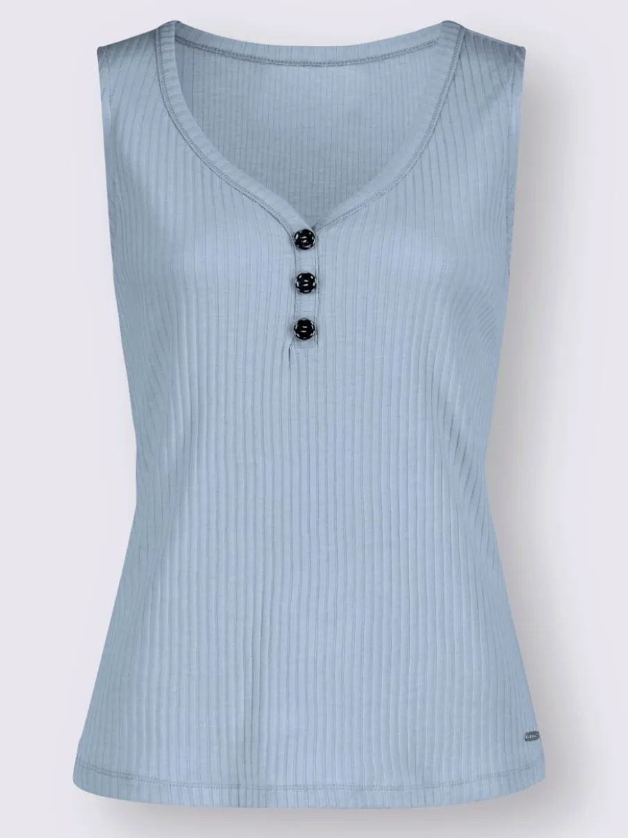Débardeur en viscose extensible à col V avec boutons décoratifs