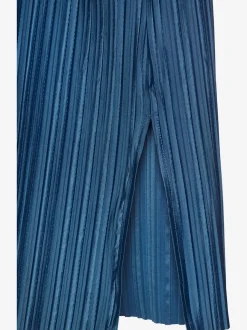 Débardeur long en tissu brillant avec plis et encolure ronde