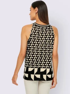Débardeur à motifs graphiques avec bords-côtes à rayures