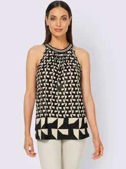 Débardeur à motifs graphiques avec bords-côtes à rayures