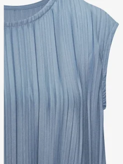 Débardeur plissé avec encolure ronde et sans manches en viscose douce