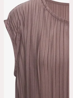 Débardeur plissé avec encolure ronde et sans manches en viscose douce