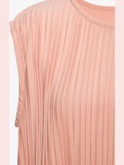 Débardeur plissé avec encolure ronde et sans manches en viscose douce