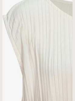 Débardeur plissé avec encolure ronde et sans manches en viscose douce