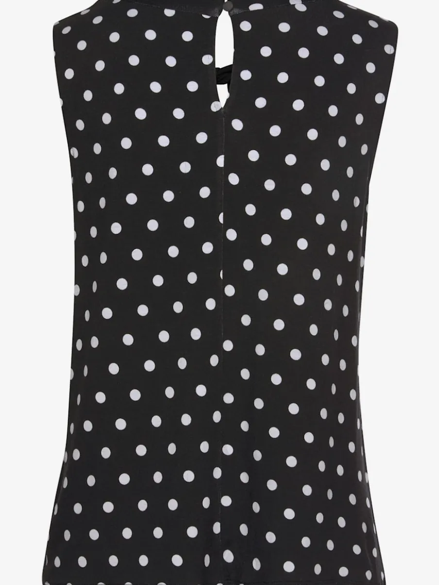 Débardeur à pois avec encolure fendue et sans manches