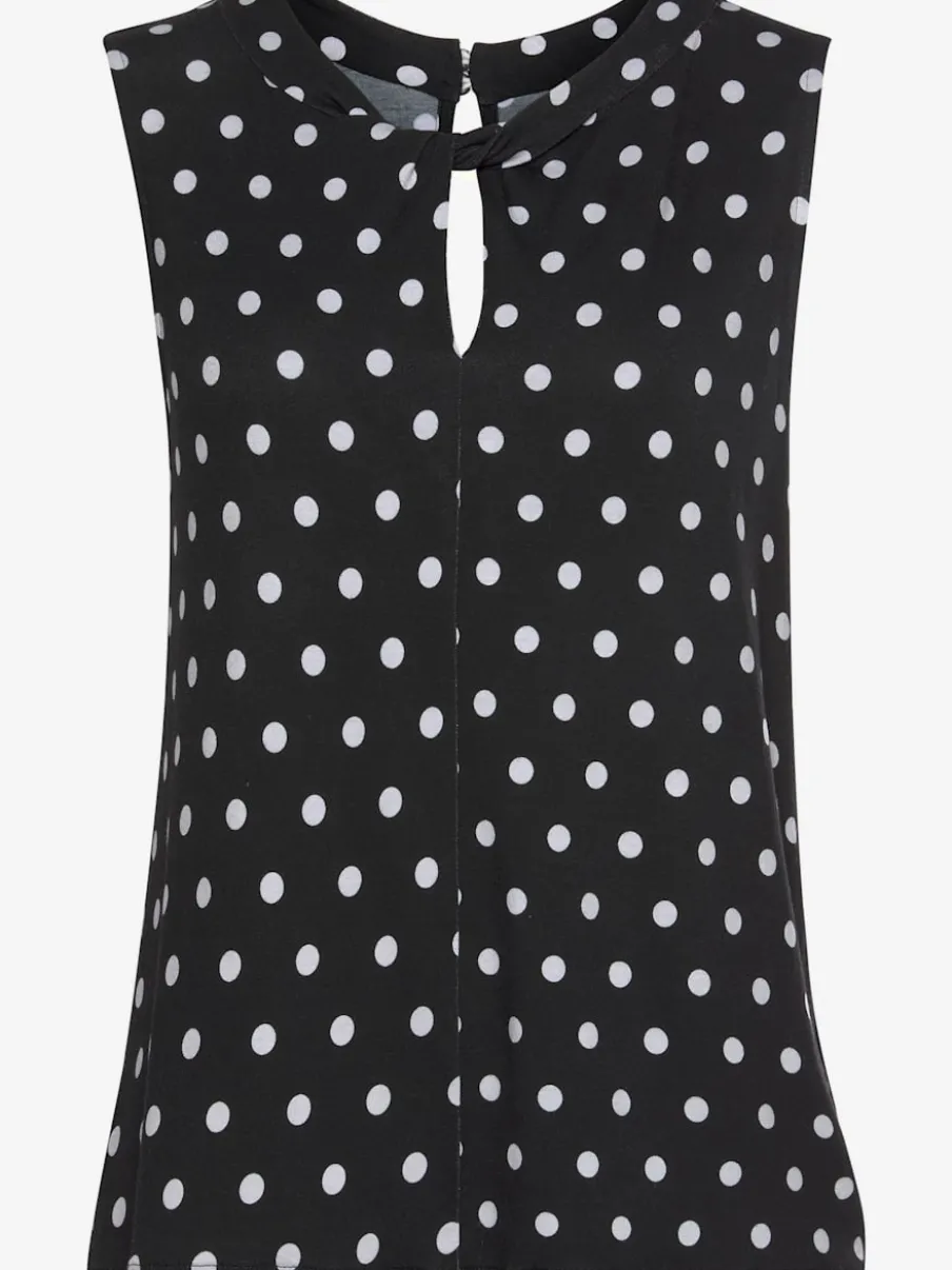 Débardeur à pois avec encolure fendue et sans manches