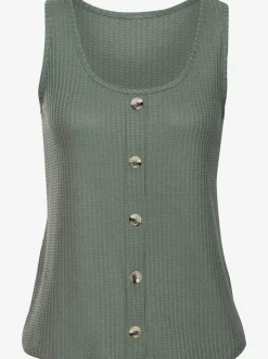 Débardeur sans manches avec patte de boutonnage et ceinture élastiquée