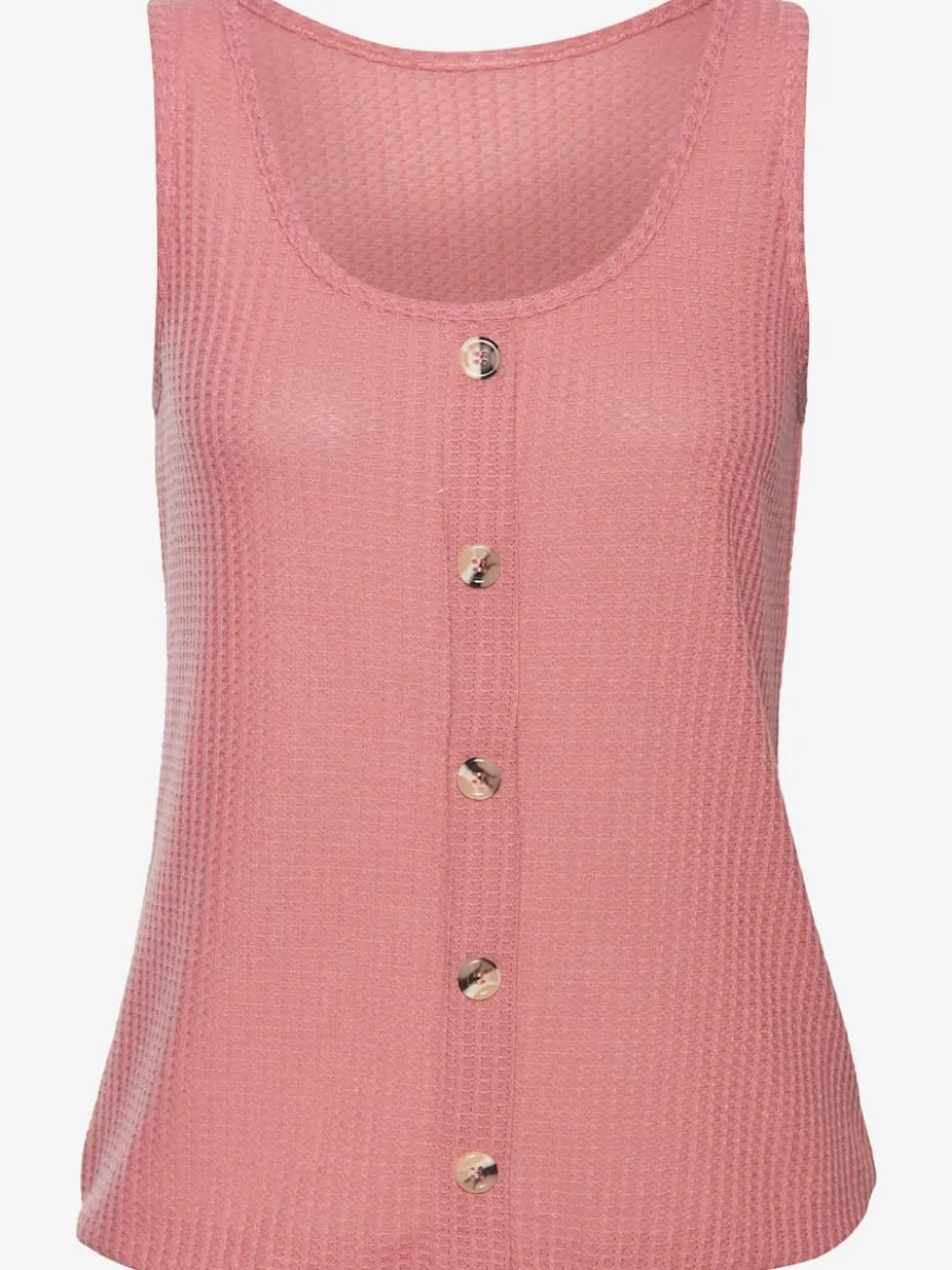 Débardeur sans manches avec patte de boutonnage et ceinture élastiquée