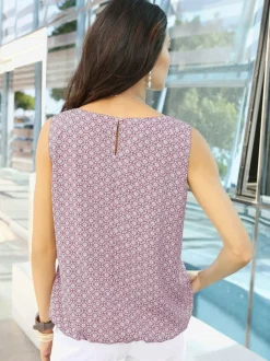 Débardeur sans manches à plis avec fermeture boutonnée au dos