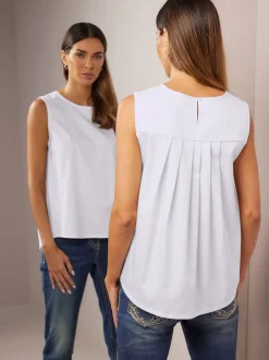 Débardeurs à col arrondi avec dos plissé confortable