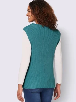 Débardeurs en tricot à col montant avec fente latérale