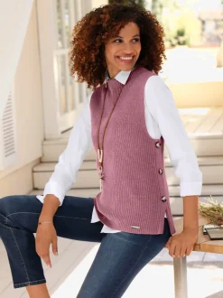 Débardeurs en tricot à col montant avec fente latérale