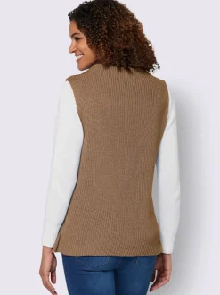 Débardeurs en tricot à col montant avec fente latérale