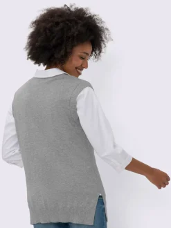 Débardeurs en tricot coton à encolure V fentes latérales