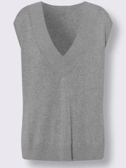 Débardeurs en tricot coton à encolure V fentes latérales