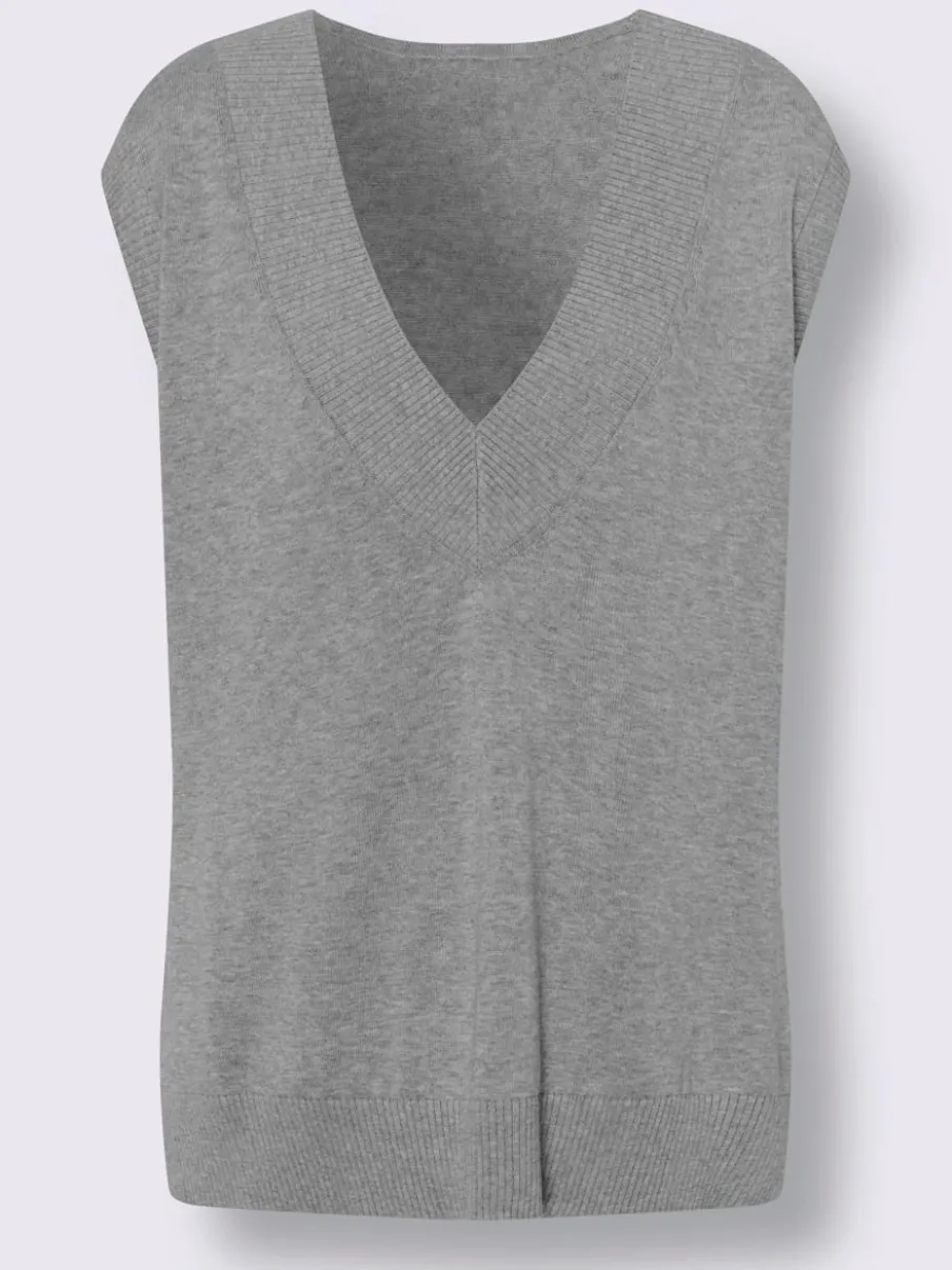 Débardeurs en tricot coton à encolure V fentes latérales