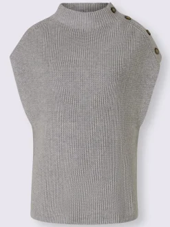Débardeurs en tricot côtelé avec col montant et boutons
