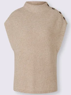 Débardeurs en tricot côtelé avec col montant et boutons