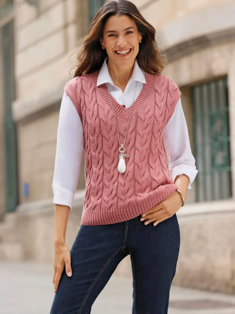 Débardeurs en tricot à motif torsadé en V