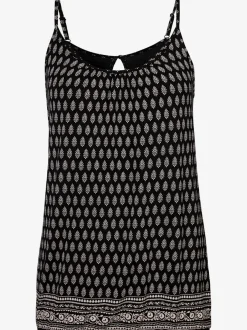 Débardeur spaghetti à encolure froncée avec motif graphique en viscose