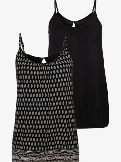 Débardeur spaghetti à encolure froncée avec motif graphique en viscose