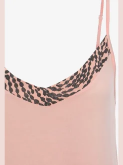 Déshabillé court avec bordure contrastée à motifs sur l'encolure en v
