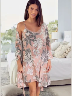 Déshabillé court à motif floral