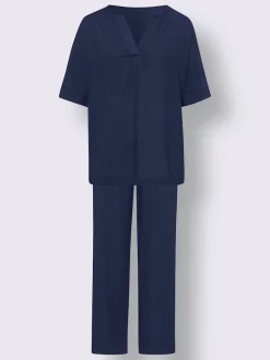 Ensemble chemisier et pantalon ample en lin léger
