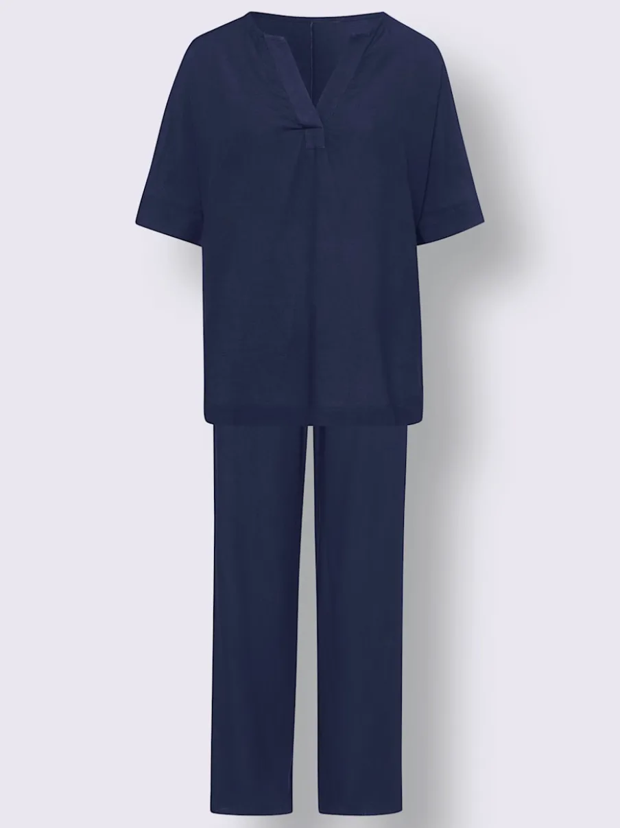 Ensemble chemisier et pantalon ample en lin léger