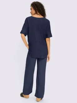 Ensemble chemisier et pantalon ample en lin léger