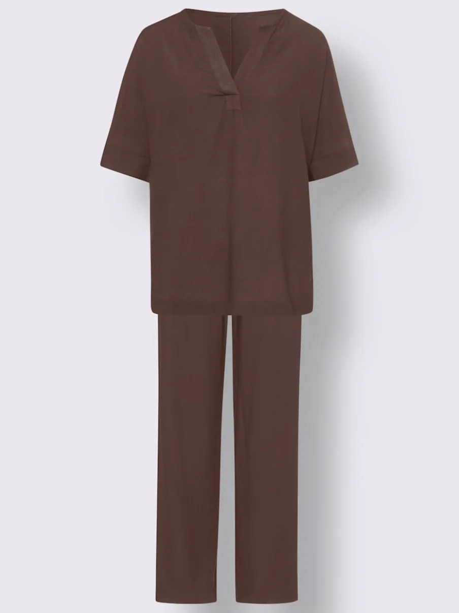 Ensemble chemisier et pantalon ample en lin léger