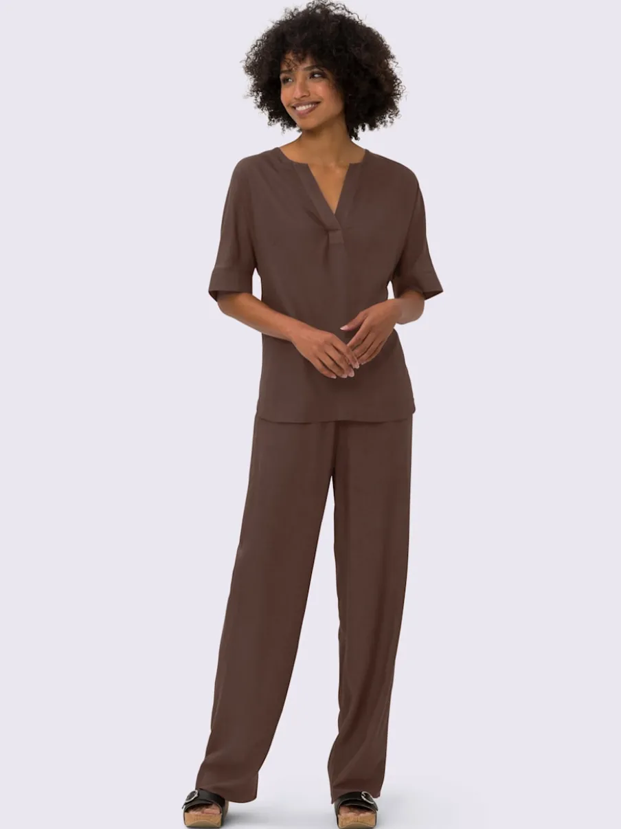 Ensemble chemisier et pantalon ample en lin léger